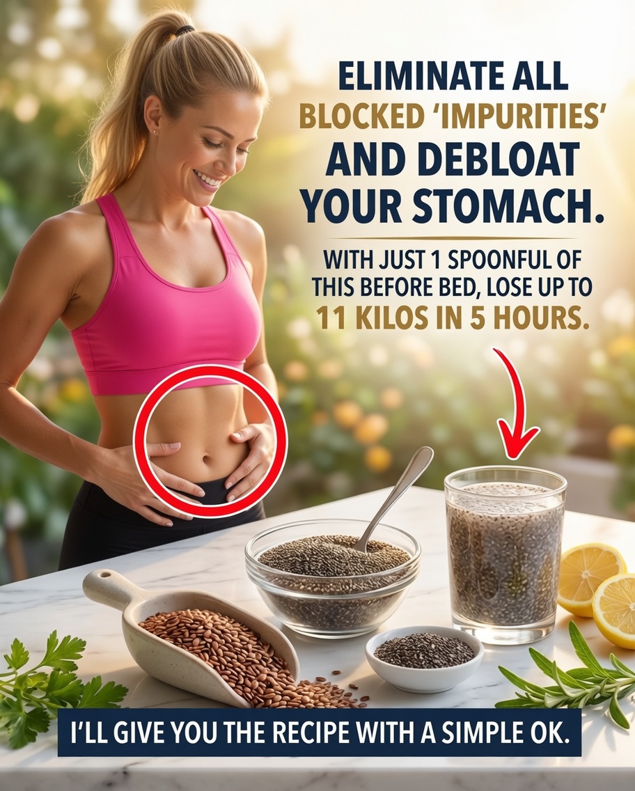 Drink this on an empty stomach and say goodbye to bloating: chia, flax seeds and lemon