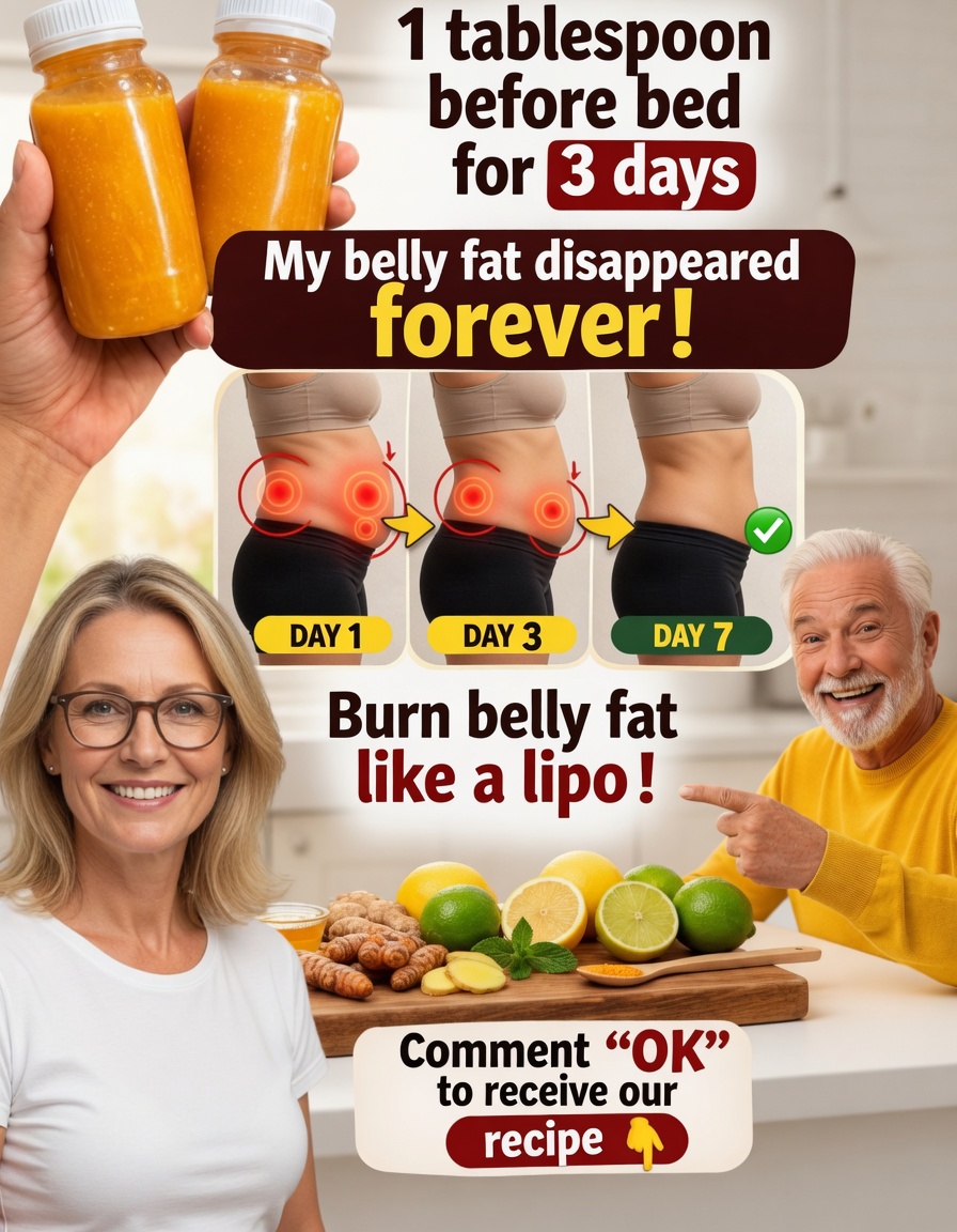 1 spoonful every evening for 3 days: the simple homemade drink to get a flat stomach naturally