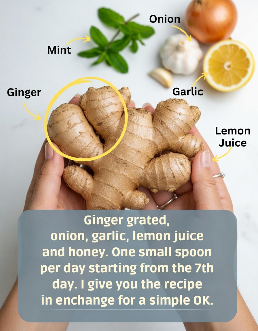 Mix of ginger, garlic, onion and lemon: cleanses your body and lungs.