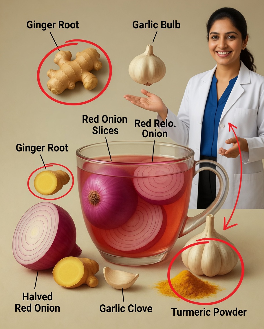 The Best Morning and After-Dinner Tea: Onion, Ginger, Garlic, and Turmeric Recipe for Health and Wellness