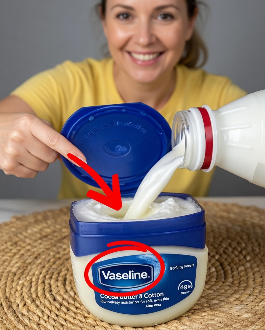 Just pour milk into Vaseline! Never buy from the store again! Only 2 ingredients