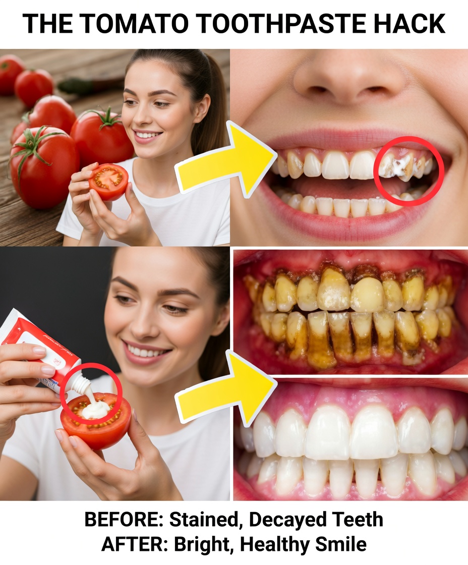 The Strongest At-Home Teeth Whitening Recipe in 2 Minutes / Naturally and Effectively Whitening Yellow Tartar-Stained Teeth with Tomatoes