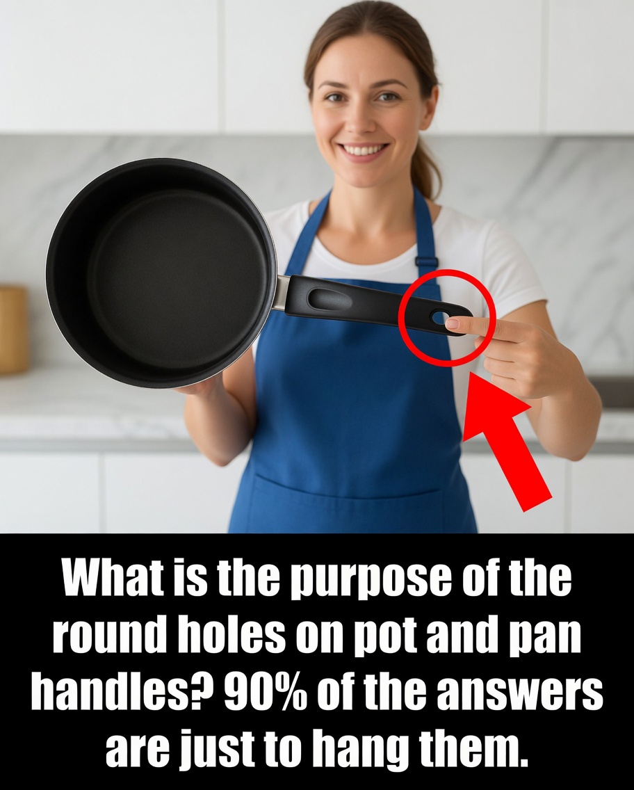 What is the purpose of the round holes on pot and pan handles?