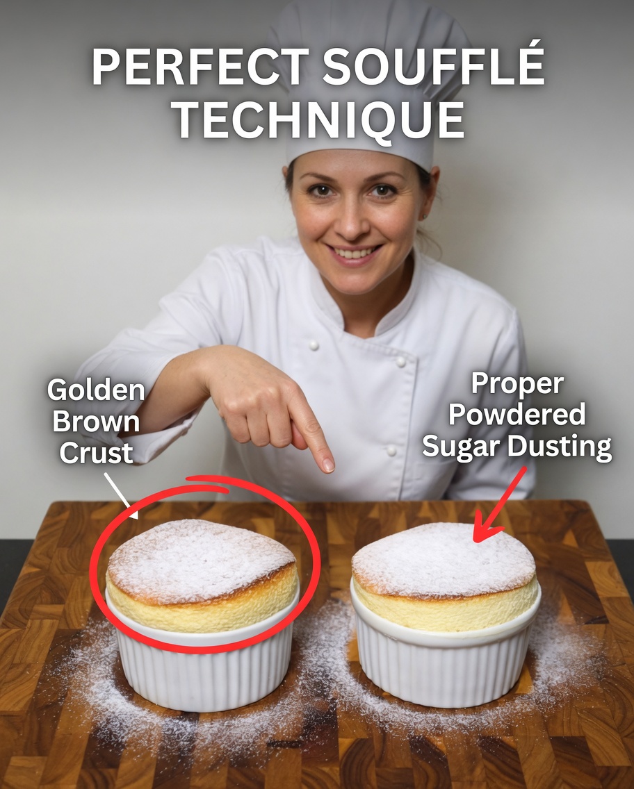 Fluffy Vanilla Soufflé Recipe with Powdered Sugar